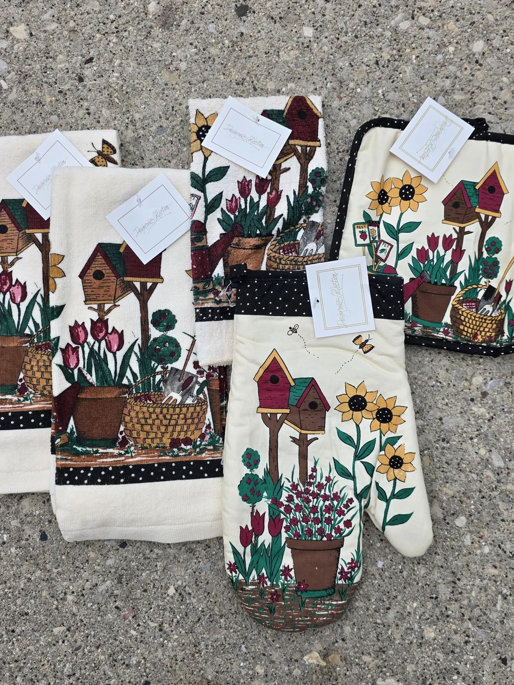 Designers Collection Sunflower Garden 5 Piece Kitchen Linen Set NWT